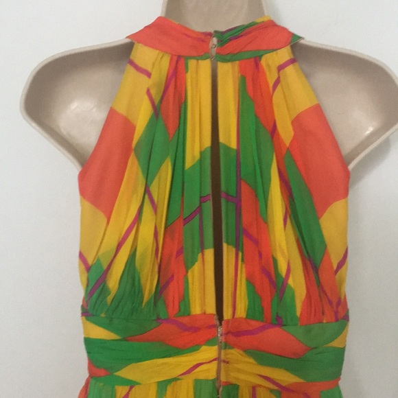 Vintage 70s geometric bright color gown - Picture 5 of 6